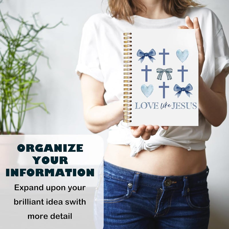 BearCake Love Like Jesus Christian Notebook Journal, Christian Gifts for Women, Blue Coquette Bow Cross Prayer Journal for Woman, Bible Journaling Hardcover Spiral Notebook 5.5x8.3 - Image 5